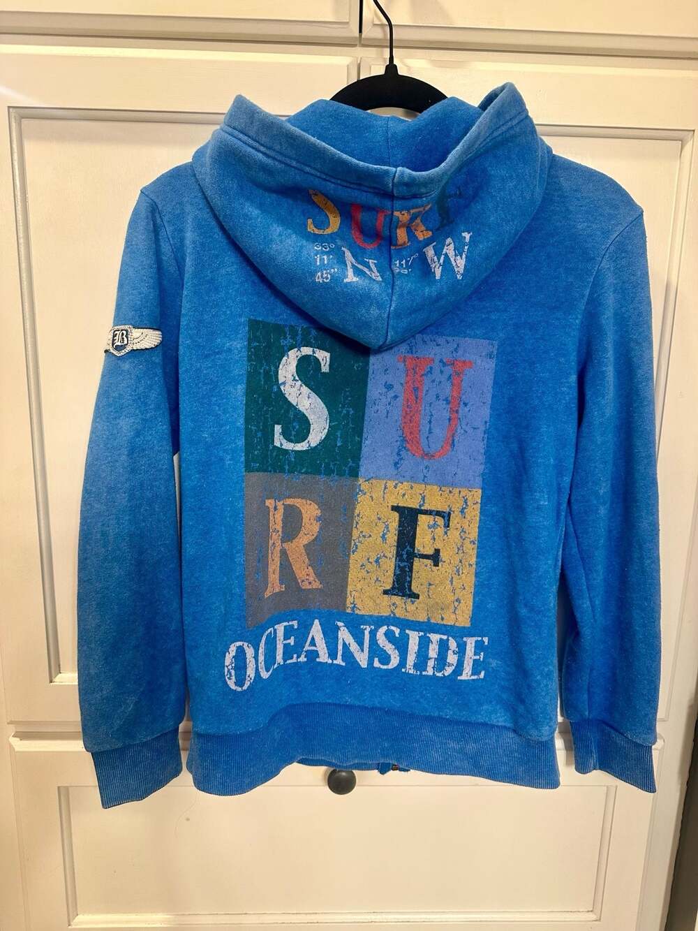 Butter Super Soft women’s Surf Oceanside Graphic Zip-Up Hoodie Blue Size M